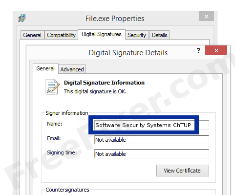 Screenshot of the Software Security Systems ChTUP certificate
